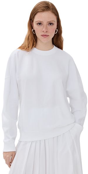 Tibi Lightweight Crew Neck Sweatshirt White XXS