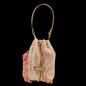 Craie - Sac bourse porté main en cuir ajouré - Taille Unique - Doré