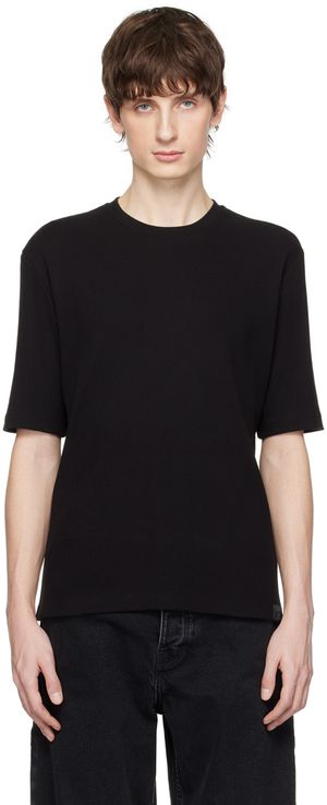 Filippa K T-shirt noir en jersey côtelé