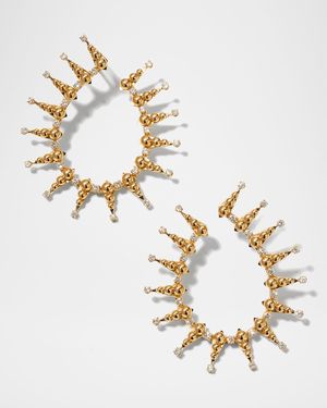 18k Granulated Diamond Spike U-Earrings
