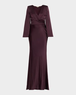Manon Surplice Satin Maxi Dress