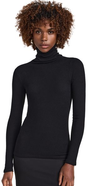 Enza Costa Sweater Knit Turtleneck Black M