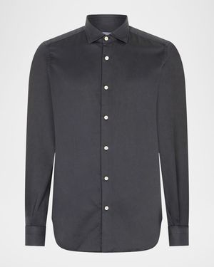 Men's Cotton and Lyocell Slim-Fit Sport Shirt