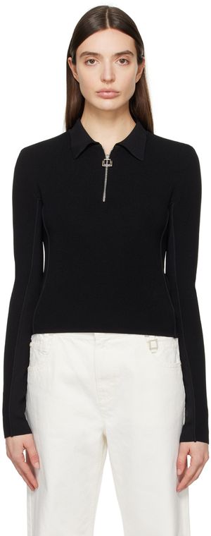 WOOYOUNGMI Black Half-Zip Polo