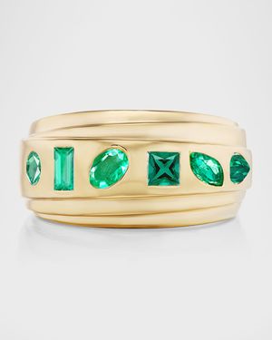 18K Yellow Gold Flush-Mount Emerald Step Ring