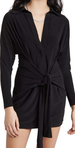 Norma Kamali Mini Tie Front Dress Black XS