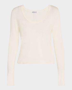 Scoop-Neck Knit T-Shirt