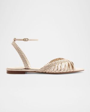 Agatha Braided Metallic Leather Flat Sandals