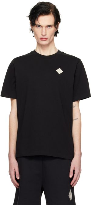 Casablanca T-shirt noir à écusson losangique perlé