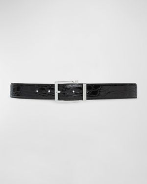 Men's Adjustable Crocodile Gancini Belt