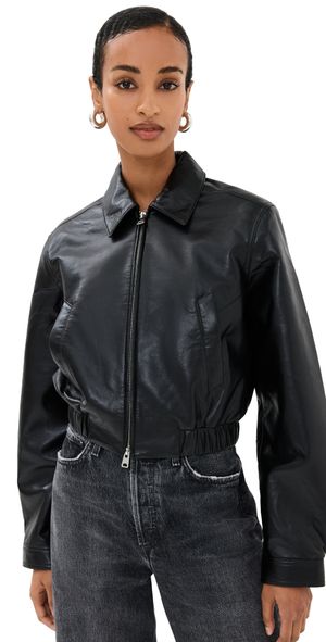 AGOLDE Essie Recycled Leather Cropped Jacket Black XL