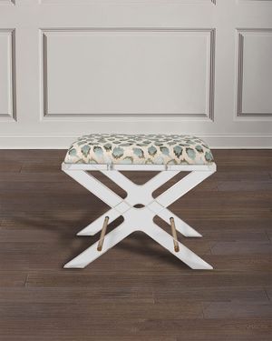Delano Celadon Ocelot-Print X-Bench, 24"