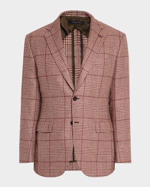 Men's Cashmere Blend Rust Plaid Sport Coat