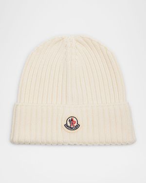 Kid's Logo Rib-Knit Wool Beanie