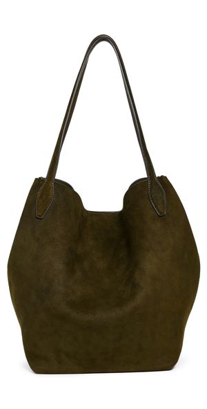 Madewell The Shopper Tote In Soft Grain Suede Dried Olive One Size