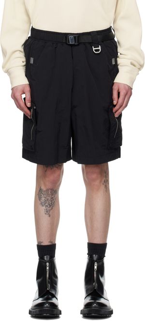 C2H4 Black Side Pockets Shorts