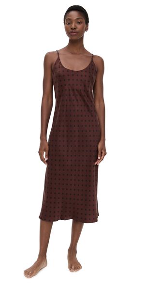 Lunya Washable Silk Bias Slip Dress Chocolate Ellipsis XS