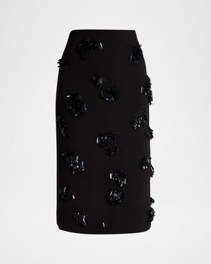 Moira Embroidered Compact Crepe Skirt