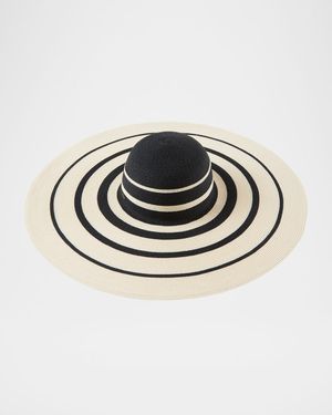 Sunny Striped Straw Large Brim Hat