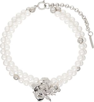 Justine Clenquet Silver & White Betsy Choker