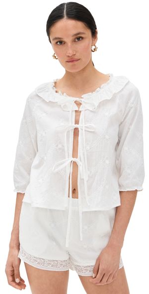 Bailey Rose Embroidered Top White L