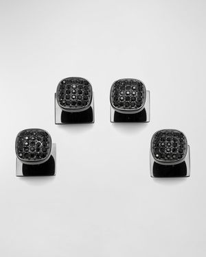 Men's Black Stainless Steel Black Pave Crystal Studs
