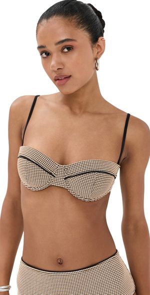 STAUD Jo Balconette Bikini Top Natural Pique L