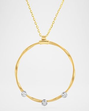 18K Gold Twisted Wire Three-Stone Diamond Necklace