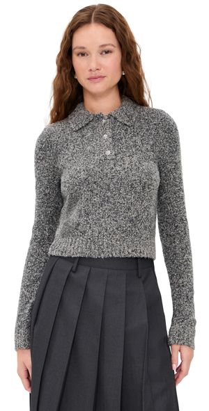 LE BOP Wren Boucle Polo Sweater Charcoal S