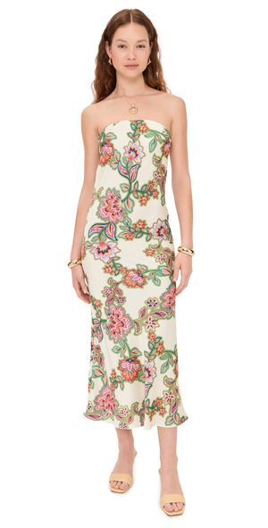 MISA Thara Dress Floral Lattice Stn XS