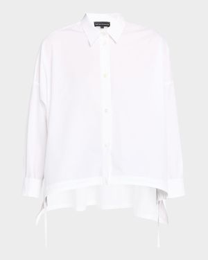 Oversized Button-Down Cotton Poplin Shirt