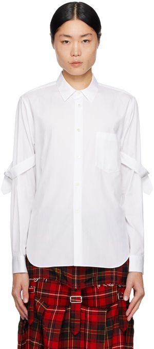 Black Comme des Garçons White Pin-Buckle Shirt