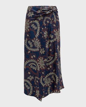 Clara Printed Midi Wrap Skirt