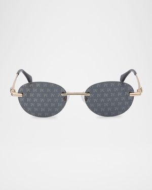 Crystal Metal Oval Sunglasses