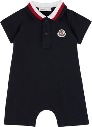 Moncler Enfant Baby Navy Logo Patch Romper