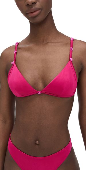 Good American Satin Perfect Fit Bikini Top Fuschia M