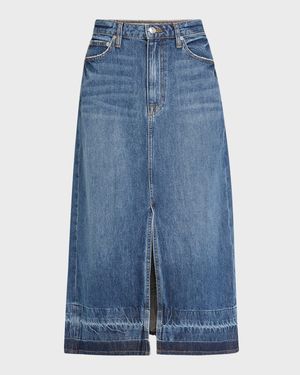 Della Release-Hem Denim Midi Skirt