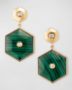 Baia Sommersa 18K Yellow Gold Malachite and Diamond Earrings