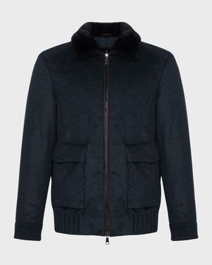 Men's Select Fabric Jacket with Merino Shearling Lamb Collar