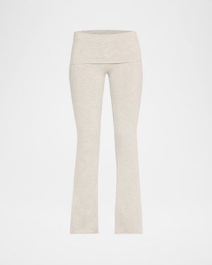 Cotton Jersey Foldover Flare-Leg Pants