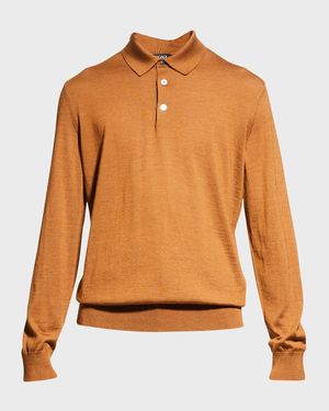 Men's Cashmere-Silk Polo Sweater