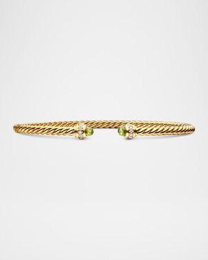 Cablespira Bracelet with Gemstone in 18K Gold, 3mm