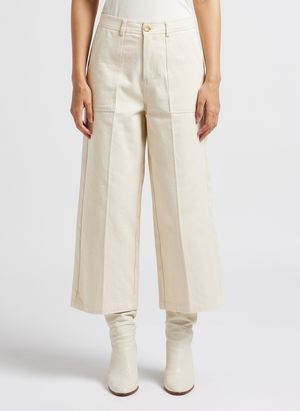 Grace Et Mila - Pantacourt taille mi-haute en coton - Taille L - Blanc