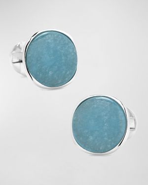 Aquamarine Jade & Sterling Silver Cufflinks