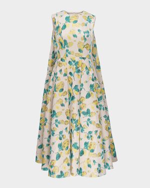 Renee Metallic Floral Jacquard Cape Midi Dress