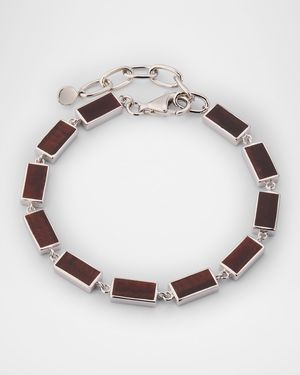 Men's Sterling Silver Red Tigers Eye Bracelet