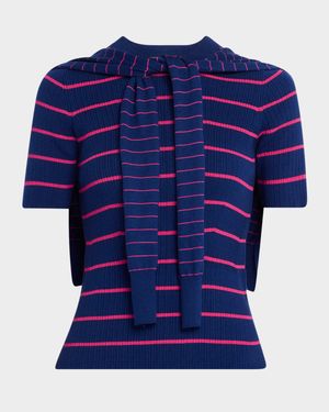 Twain Short-Sleeve Cotton-Cashmere Top