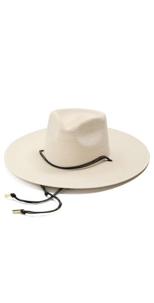 Janessa Leone Codi Wide Brim Mexican Palm Fedora Bleach S