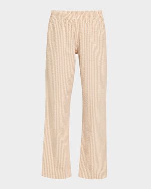 Striped Straight-Leg Cotton Lounge Pants
