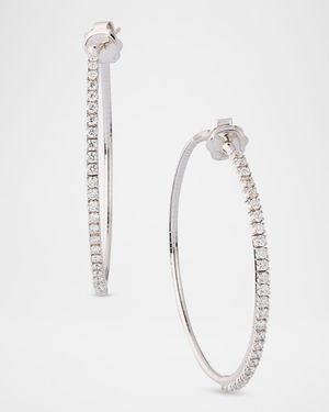 18K White Gold Diamond Hoop Earrings